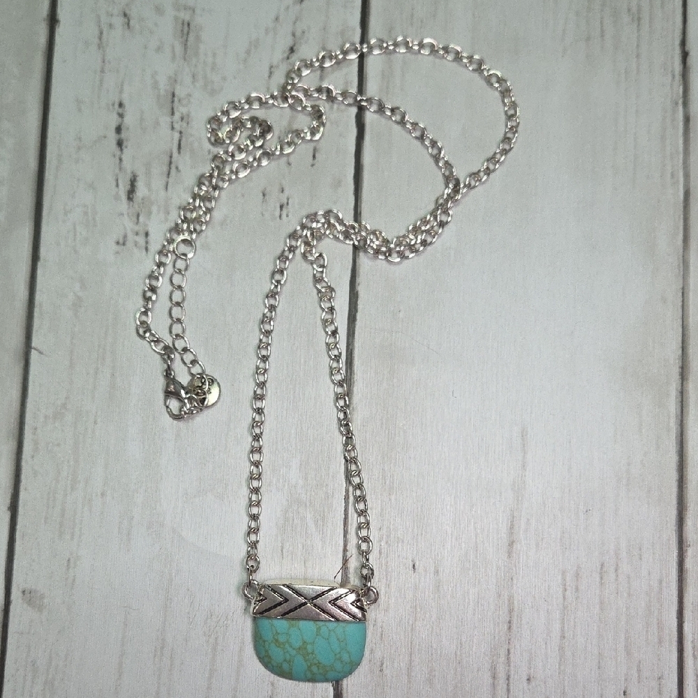 Plunder Silver and Aqua Necklace - Picture 3 of 6